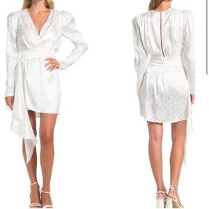 Ronny Kobo Collection White Asymmetrical Tie Front Dress